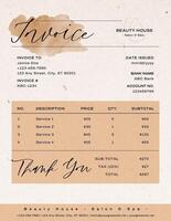 Minimalist Beauty House Salon and Spa Invoice template
