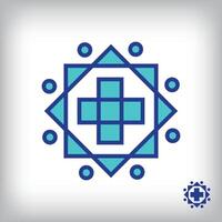 Teamwork linear plus logo. Unique design identity. Traditional line logo template. vector