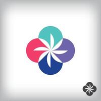 Circular flower form logo. Unique design identity. Geometric flat logo template. vector