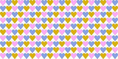 Romantic striped abstract geometric background with hearts, in retro Bauhaus style. Pastel vintage colored simple shapes graphic seamless pattern. Abstract mosaic artwork. vector