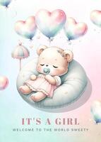 Welcome Baby Girl Card Template