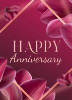 Elegant Magenta Anniversary Greeting Card template
