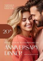 Wedding Anniversary Dinner Invitation Card template