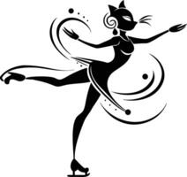 A stylist lady cat playing skating Show on the ice vector