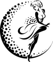Elegant Pin-up Silhouette Dancing Under the Moon vector