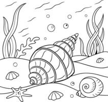 Seashell Underwater Coloring Page vector