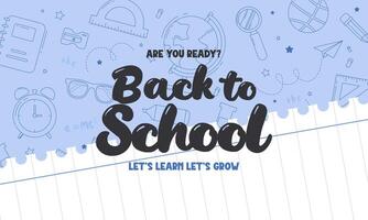 Hand Drawn Back to School Banner for Kids and Students Featuring Playful Typography vector
