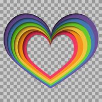 Abstract geometric frame with rainbow hearts dedicated to LGBTQ pride month. Paper cut effect design with copy space for text. For web, social media. vector