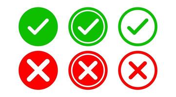 Isolated Green and Red Chec Mark design, Round Tick symbol, Yes and No Sticker, Clip art illustration, Editable vector