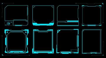 Blue Futuristic borders frame, Technology Graphic elements, Cyber Interface, HUD, Dashboard design, Layout and template, Display, Hologram , Sci-fi visual illustration for decoration vector