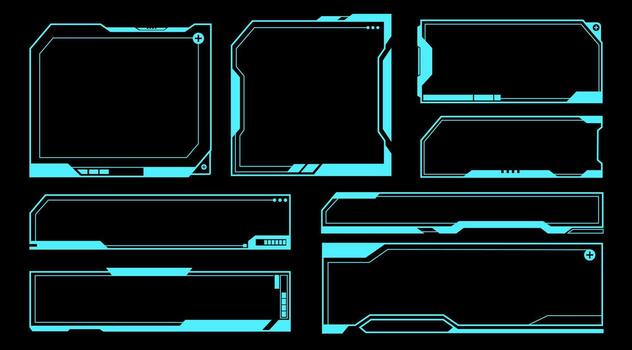 Blue Cyberpunk Text box Interface Element design, Text Box Template, Editable color vector