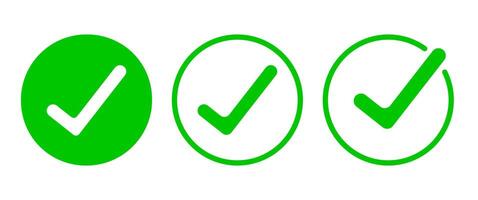 Isolated Green check mark icon design collection, Approved symbol, Good, Correctm Choice and Right pictogram illustration, Editable. vector