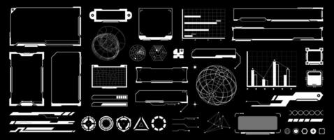 Futurism style Cyber Interface Elements design, White System layout, Hologram elements, Cyberspace. vector