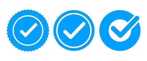 Isolated Blue Check Mark icon set, Choice, Vote, Tick, Approved graphic elements, Check Box illustration, Editable. vector