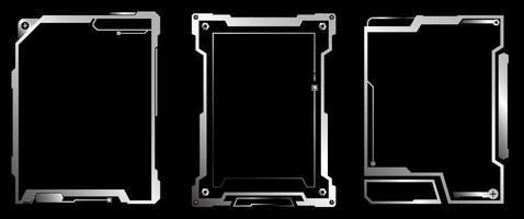 Metalic Fturistic Frame , Cyberpunk Border, Sci-Fi Interface Template, Layout Graphic elements vector