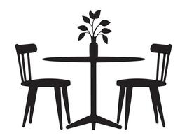 Simple Black Silhouette of a Two-Person Dining Set vector