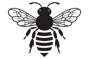 Simple black and white illustration of a bee. vector