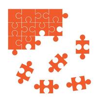 jigsaw, puzzle pieces connection pattern. Puzzel piece icon or pictogram. Cartoon outline. Autism logo or symbol. Dubbele platte puzzels grid. Teamwork concept. Mosaic sign. Game print vector