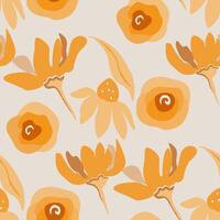 Stylized hand drawn floral pattern, Whimsical abstract flower seamless design for textile, home decor vector