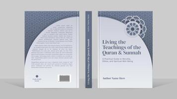 Islamic Arabic Style Grey Book Cover Template Design with Geometric Moroccan Design Elements vector