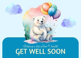 Baby Blue Get Well Soon Greeting Card template