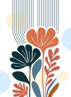 Abstract Floral wall art poster design with Geometric Shapes and Soft Colors vector
