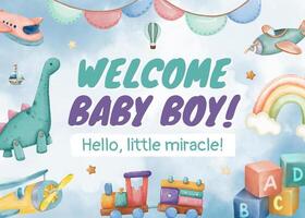 Cute Greeting Card Baby Boy template