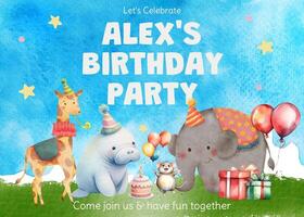 blue birthday invitation for boys template