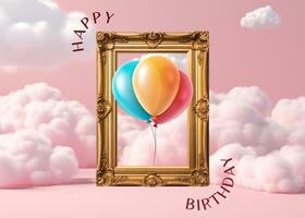 Pastel Pink Birthday Card template