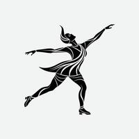 Dynamic Ice Skater Silhouette in Artistic Style. vector