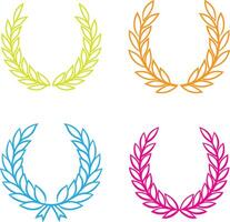 Four Colorful Laurel Wreaths on White Background. vector