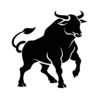 Strong bull silhouette art showing strength courage and unstoppable power. vector