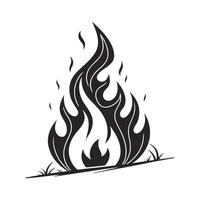 Dynamic flame illustration black and white burning fire graphic design. vector