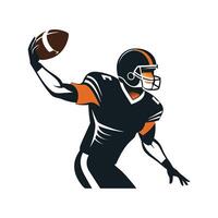 A dynamic illustration of an American football player in action, throwing the ball. vector