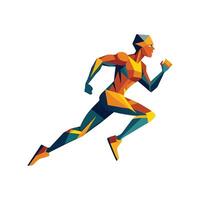 A vibrant illustration of a person running, featuring a stylized, geometric design. vector