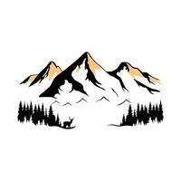 Discover bold black mountain silhouette in minimalist. vector