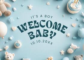 Welcome Baby Boy Invitation Card template