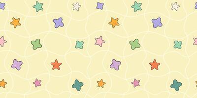 Y2K inspired seamless pattern with stars. Retro colorful elements. Great for apparel, party decorations, kids wallpapers, or fun branding elements vector