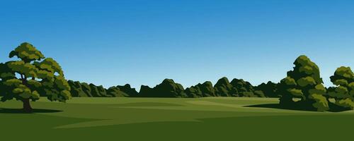 Meadow and forest landscape with clear sky in the background vector