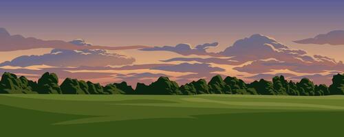 Colorful sunset landscape with trees vector
