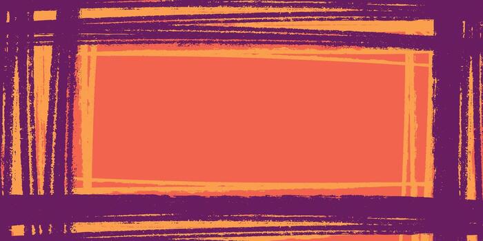 Bold Abstract Grunge Frame in Orange and Purple. Hand painted sketchy border on vivid background perfect for cards, patterns, print, web vector