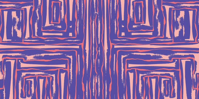 Geometric Abstract Maze Pattern in Blue and Purple. Textured grid with a modern aesthetic perfect for cards, patterns, print, web