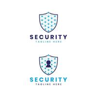 security technology logo design dots lock shield network cyber vector