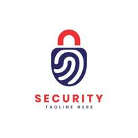 lock fingerprint security logo design biometric guard modern creative concept vector