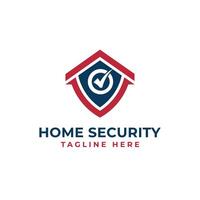 home security logo design modern house shield checkmark sign property safety real estate vector