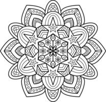 Intricate Mandala Design with Stars and Geometric Patterns for Adult Coloring, Stress Relief, Meditation, and Versatile Creative Projects vector