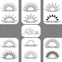 Elegant Sunrise and Sunset Icon Set Perfect for Branding Logos Websites Tattoos and App Design Projects vector