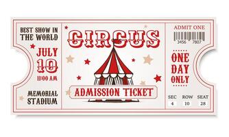 vintage retro circus ticket, invitation to circus show vector