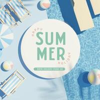 Blue Illustration Summer Bank Holiday Instagram Post template