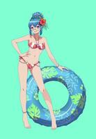 Animated girl in bikini with float vector